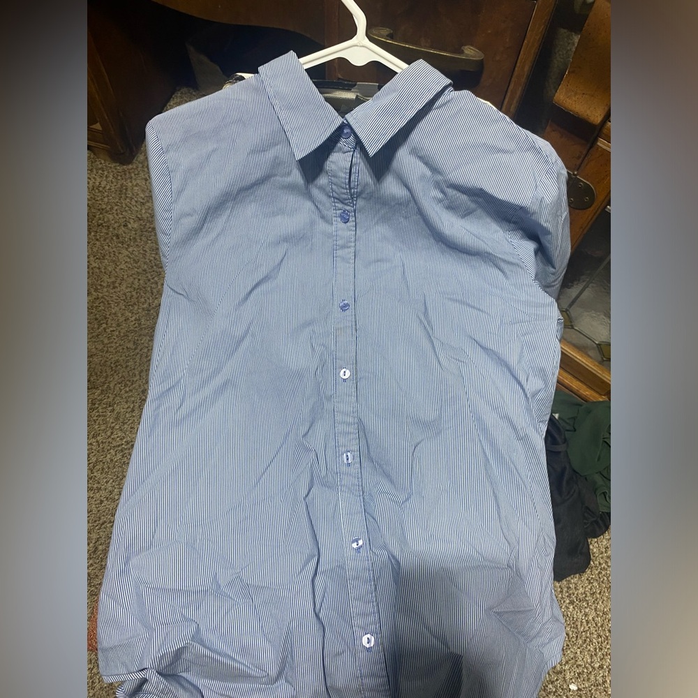 Worthington size medium, blue and white striped shirt, barely worn